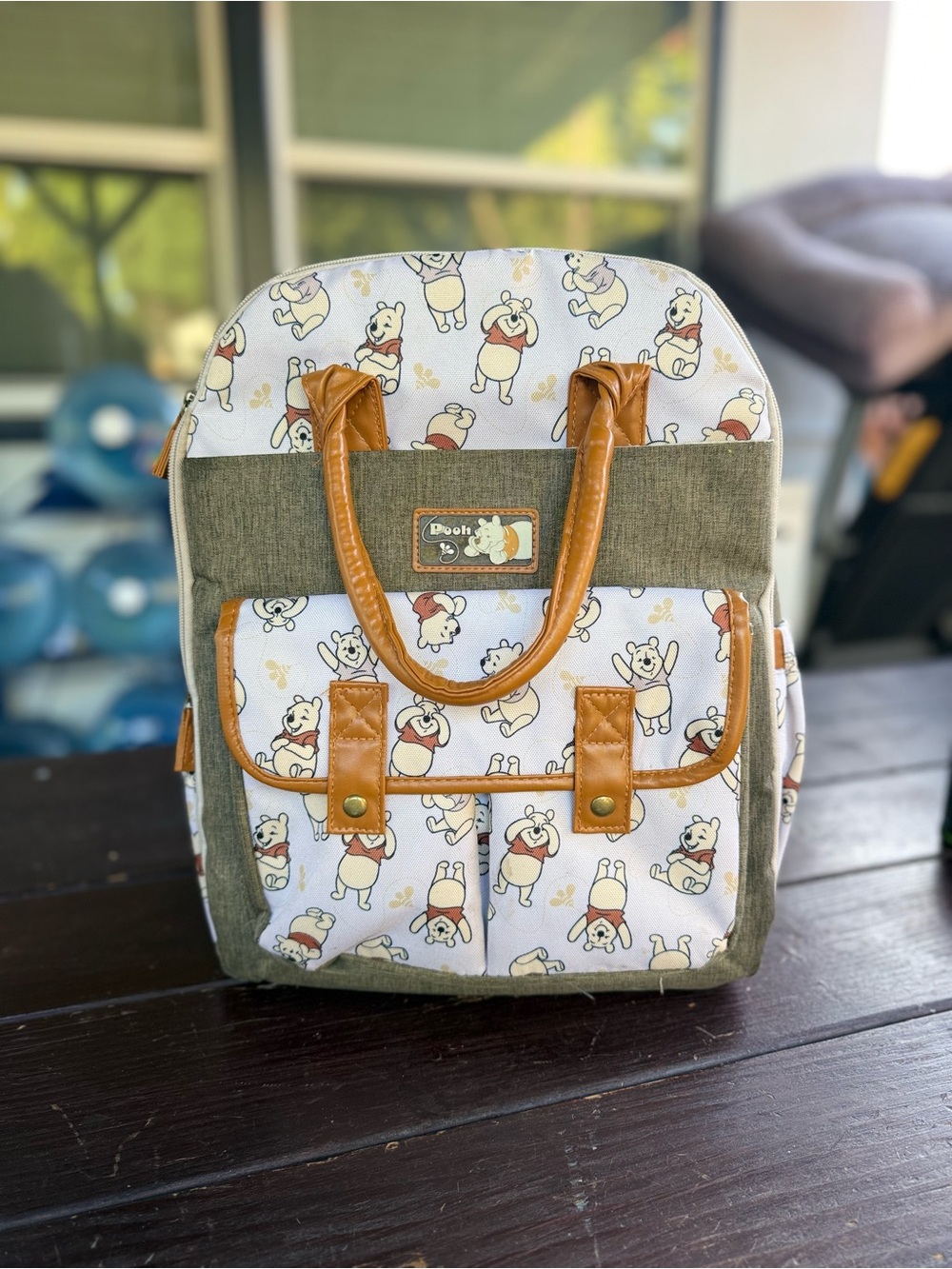 Winnie the Pooh Character Print Backpack Diaper Bag w Pad